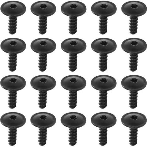 Tornillos para chapa metálica, tornillos para carrocería, negros, 50 piezas, tornillos autorroscantes M5 x 16 mm para pasos de rueda, guardabarros y parachoques de coche.