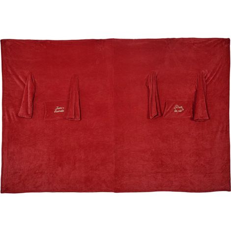 Plaid Double "Pour la Vie" 200x254cm Rouge (1/4)