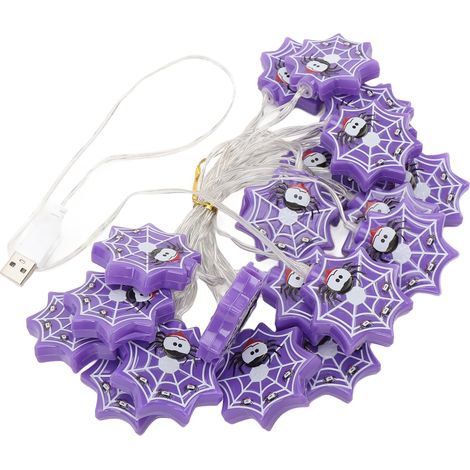 Lichterkette mit Spinnennetz-Motiv, 20 LEDs, wasserdicht, USB-Anschluss, lila, Weihnachtsdekoration (1/5)