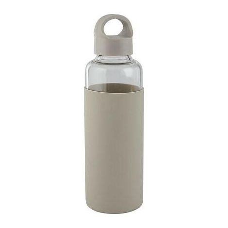Botella de vidrio beige de 0,5 L con tapa de silicona.