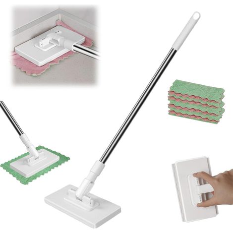 Automatic Cloth Changing Mini Mop, avec 4 Chiffons Microfibre, Mini Balai Mains Libres, Balai à Plat Serpillere, Rotative à 360°, pour Cheveux, Saleté (1/5)