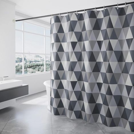 Rideau Douche, Rideau de Douche 180x200 cm, Rideau Baignoire pour Salle de Bains, Motif Triangle (1/5)