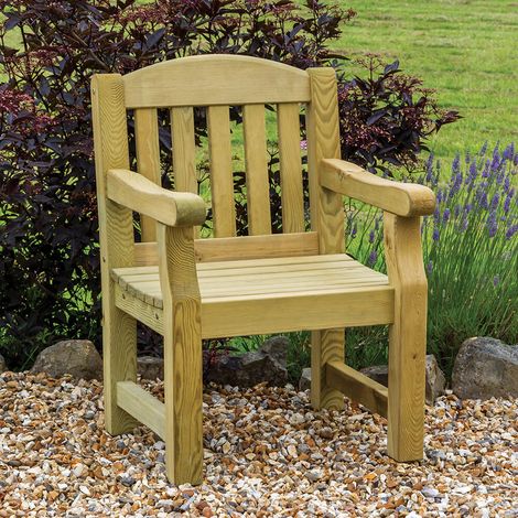 Zest Emily Wooden Garden Seat Chair Dining Picnic Arm Chair (1/5)