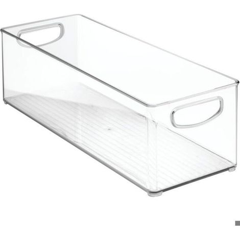 Cabinet/Kitchen boîte de rangement, extra-grand bac pour réfrigérateur en plastique, longue boîte, transparent,41cmx 15 cm x 12.5 cm (1/4)
