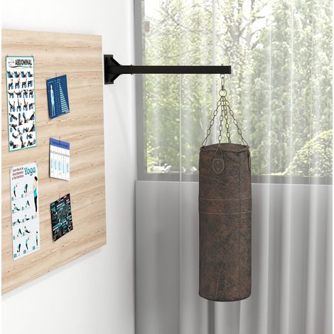 Soporte mural ajustable para saco de boxeo, hasta 100 kg, acero negro HAVRYA (1/5)