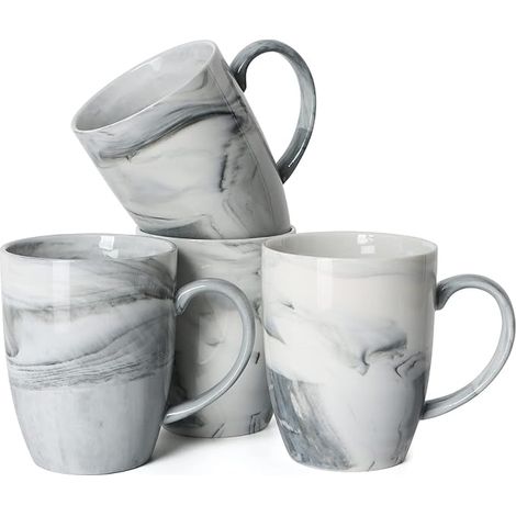 tasses à café en marbre M067 de - Pour la maison et le bureau - Passe au micro-ondes et au lave-vaisselle - Gris (1/5)