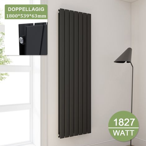 ELEGANT Design Heizkörper Anthrazit Flachheizkörper Heizung Vertikal Doppellagig 1800x539mm