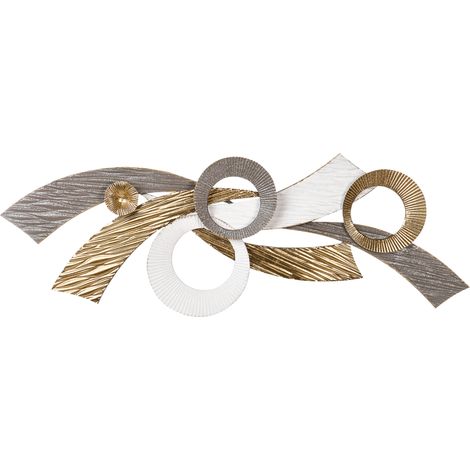 Decoración de pared de metal glamorosa moderna hecha a mano con acabado dorado 90 x 31 cm Timahoe