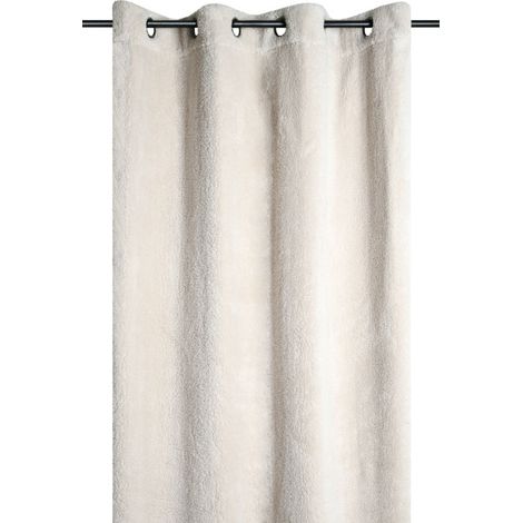 Rideau Grizzly Écru – 140 x 260 cm – Imitation Mouton 100% Polyester - 140x260cm - Ecru