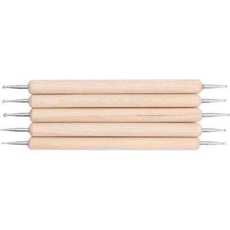 Lot de 5 stylets à double pointe pour le traçage et le pointillage, en acier inoxydable et hêtre, pour la peinture et la gravure. (1/5)