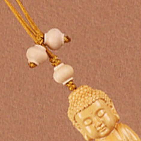 Porte-Bonheur Bouddha Jaune Vin Suspension Rétroviseur Lotus Sculpté Main Ornement Auto Décoration Accessoire Styling Voiture (1/4)