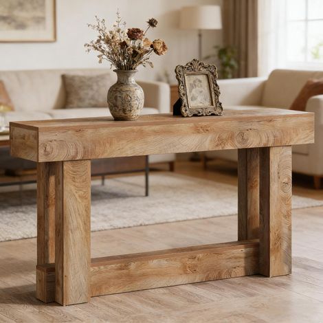 Console 160x30x80 cm marrone in legno con ripiano inferiore (1/5)