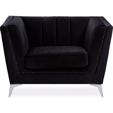 Interiors by Premier Black Velvet Chair, Comfortable Velvet Desk Chair, Backrest Velvet Armchair, Cozy Armchair