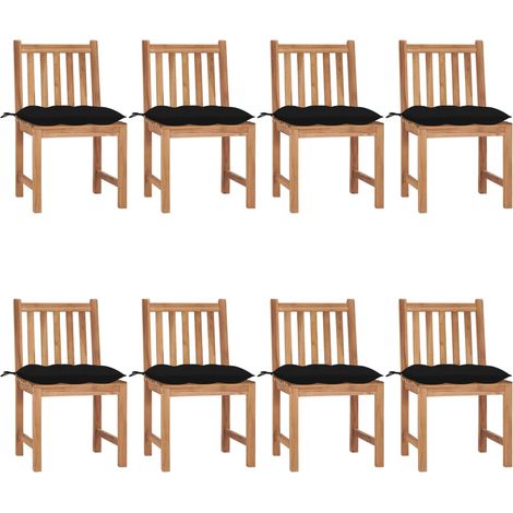 Lot de 8 Chaises de jardin Fauteuils de Jardin avec coussins Bois de teck massif 82336 (1/5)
