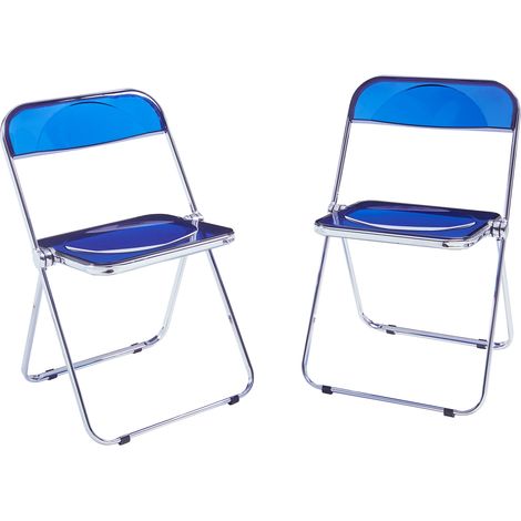 Klappstuhl Pornainen 2er Set Dunkelblau, transparent [en.casa]