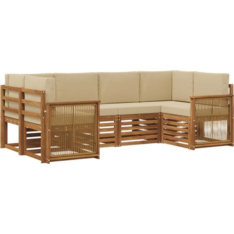 Conjunto de sofás de exterior 5 uds. Natural vidaXL (1/5)