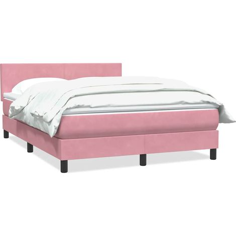 Maison Exclusive - Sommier à lattes de lit avec matelas rose 140x220 cm velours (1/5)