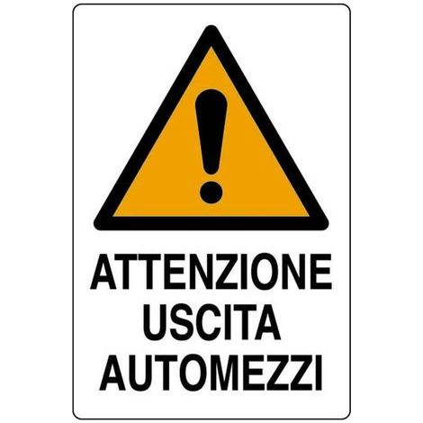 Cartello segnaletico attenzione uscita automezzi cm 40x60 in polionda policarbonato (1/2)