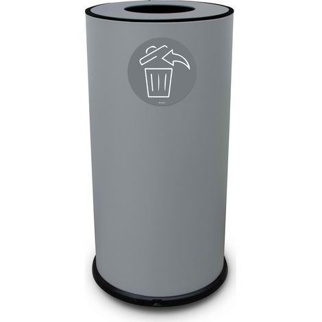Pattumiera Per Raccolta Differenziata Ø35xh72 cm In Acciaio Verniciato 1 Scomparto Grigio (1/2)