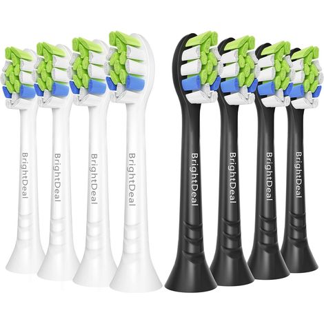 Brossettes de rechange pour brosse à dents électrique, 4 pièces blanches et 4 pièces noires (1/5)