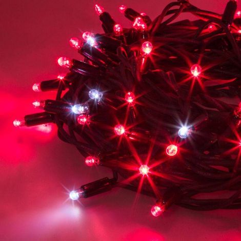 Guirlande Lumineuse IP67 20M 200 MaxiLED rouge et blanc froid scintillant 230V câble vert professionnelle Lotti (1/5)