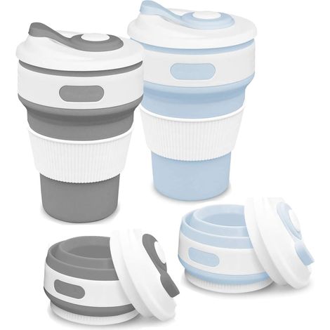 Gobelet Pliable - Silicone - 350 Ml - Pour Voyage Camping Café - 2 Pièces (1/5)