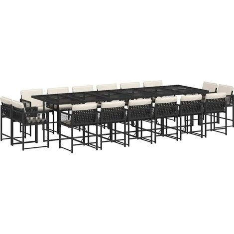 Maison Exclusive - Ensemble à manger de jardin 17 pcs coussins noir résine tressée (1/5)