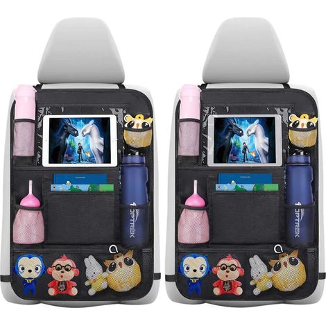 Protège-siège auto 2 pièces Grand sac de rangement pour siège arrière pour enfants Imperméable Protège contre les coups de pied (1/5)