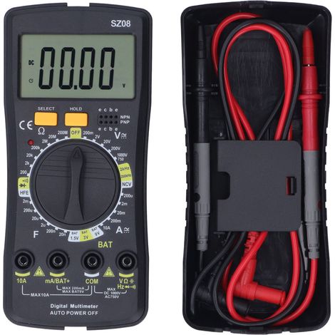 Multimètre numérique ultra-fin avec alarme sonore et lumineuse, gamme automatique/manuelle, support réglable, testeur électrique portable (1/5)