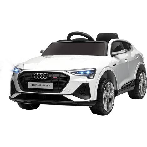 Elektro Kinderauto 12V Audi E-tron Elektrofahrzeug mit Fernbedienung, Sicherheitsgurt und Musikfunktion (MP3/USB/TF), Kinderfahrzeug für 3-5 Jahre, 3-5 km/h, Weiß