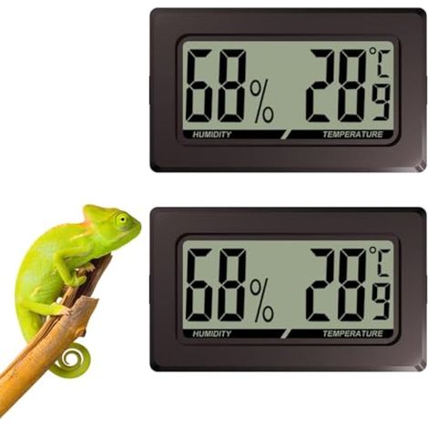 2/3 Pcs Thermomètre Réservoir Reptile Sans Fil, Mini Moniteur de Température d'humidité Numérique Forme Rectangulaire avec Boutons-pression Sur le Côté pour Réservoir de Reptiles Tortue Dragon Barbu (1/5)