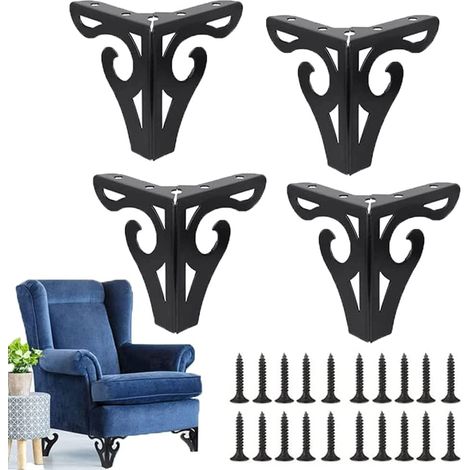 Patas de sofá de 4 piezas, patas de sofá, patas de sofá modernas, patas de gabinete de TV, patas de cama, para gabinete, sofá, tocador de mesa (negro) (1/5)