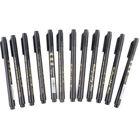 12 recharges stylos calligraphie chinoise doux plume rechargeable, fournitures de bureau taille moyenne (1/5)
