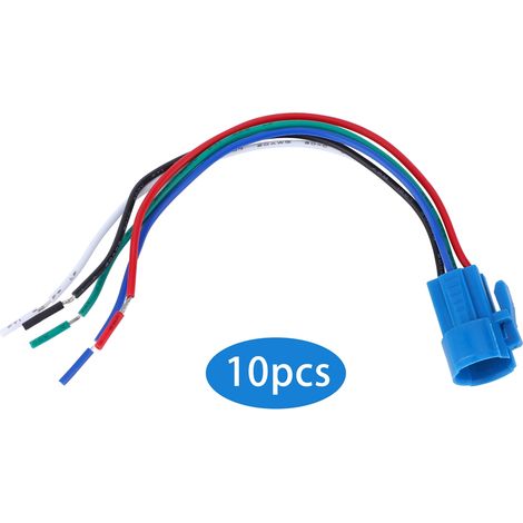 Bouton poussoir 16mm 5 broches - Connecteur fil avec douille, coque plastique ignifuge, interrupteur à pression - Lot de 10 pièces (1/5)