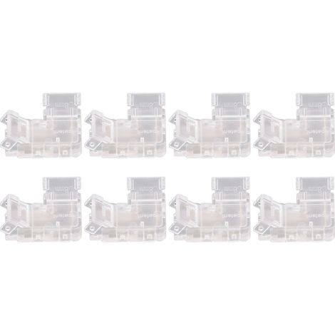 Lot de 8 connecteurs COB professionnels 2 broches 8 mm transparents en forme de L pour rubans LED COB (1/5)