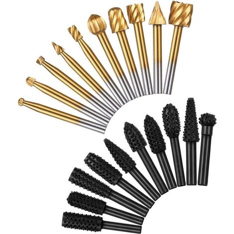 20Pcs Ensemble de tête de polissage pour le travail du bois Embout de toupie à tige de 1/8 po et fraises de routeur de 1/4 po (1/5)