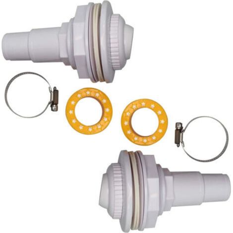 2 kits de jets de lavage à contre-courant - Complets avec raccords, assemblage de globe oculaire, colliers, rondelles et ruban fileté PTFE - Pour piscines FibroPool et piscines hors-sol (1/5)