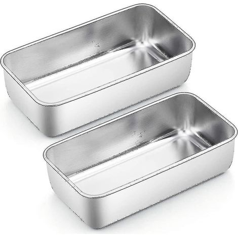 Moule à pain, lot de 2, moule à pain en acier inoxydable, moule à gâteau rectangulaire (hy) (1/4)