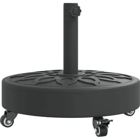 Base de parasol à roulettes, adaptée aux tiges de parasol d'un diamètre de 38/48 mm, pesant 27 kg, ronde. (1/5)