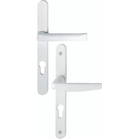 Hoppe – Ensemble de béquille sur plaque étroite – Blanc 9016 – Saillie réduite – Pour porte 58 à 67 mm – Carré 7 mm, entraxe 70 mm