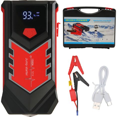 Démarreur de voiture 3000A 59800mAh avec charge rapide USB, écran LCD, boussole, lumière LED et port Type-C (1/5)