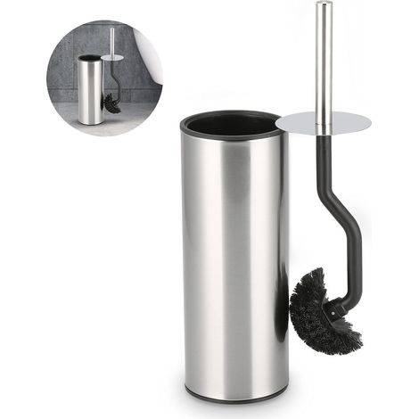 ZOLGINAH Brosse Toilette,Brosse WC Acier Inoxydable, Balai WC avec Couvercle Anti-éclaboussures, balayette WC et Support pour Salle de Bain et WC, Brosse de Toilette courbée (1/5)