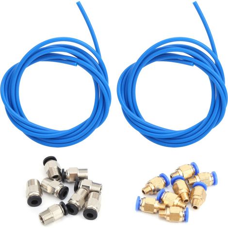 Accessoires d'imprimante 3D, 2 tubes en PTFE bleu, 8 connecteurs pneumatiques M10 M6 (1/5)
