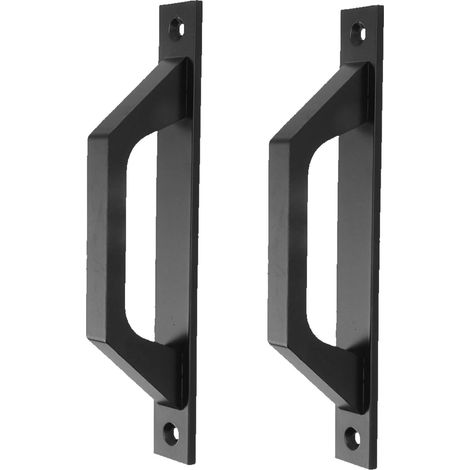 2 pièces poignée de porte de grange coulissante, poignée de porte en métal extérieur avec vis de montage (Noir) (1/5)