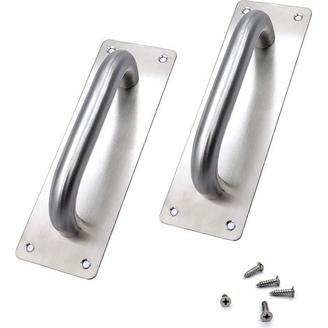 (200 x 65 mm)Poignées de porte coulissante, poignées de porte en acier inoxydable, portes coulissantes, placard, toilettes, garage, abri de jardin, poignées de porte avec plaque en métal (1/5)