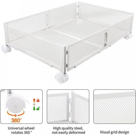 Boîte de rangement sous le lit - Blanc/Noir - 604017cm - Métal - Adulte - Mixte (1/4)
