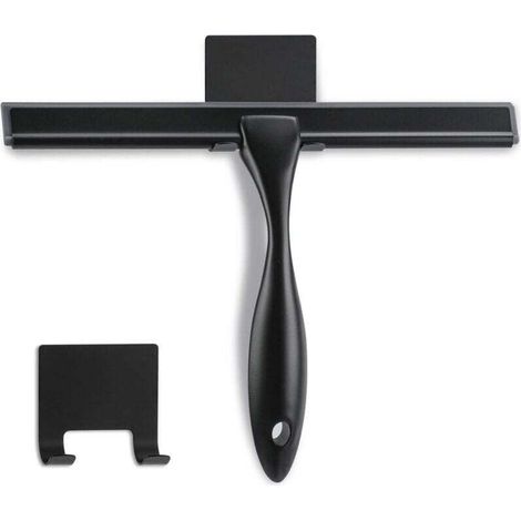Shower squeegee - 25.4 cm - Matte black - Multifunctional stainless steel squeegee for bathroom, shower doors, mirrors, tiles and car windows - 100% scratch-free. (1/5)