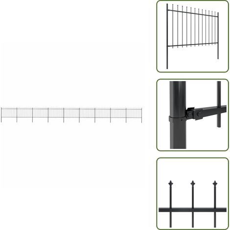Recinzione con punte a lancia - vidaXL Recinzione da Giardino con Punta a Lancia in Acciaio 1603,5x120 cm Nero - Recinzione per casa