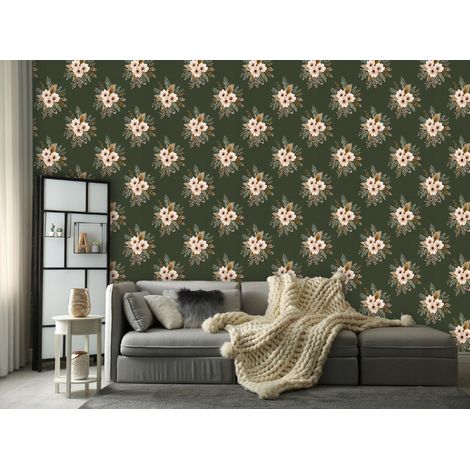 Wallarena Vliestapete Blumen Blätter Boho Vintage für Wohnzimmer und Schlafzimmer, 10 m x 50 cm – inkl. Kleister & Anleitung (1/5)