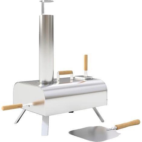 Four à pizza d'extérieur, en acier inoxydable, 10,6 kg, pierre à pizza de 1 cm d'épaisseur, design portable, cuisson au bois (1/5)